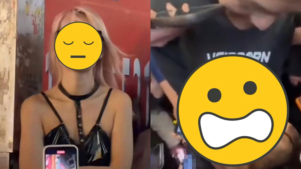 金髮妹與路人互嗆…下秒竟「脫褲吃播」！2分鐘「跪地吞吐」無碼上帝視角曝光