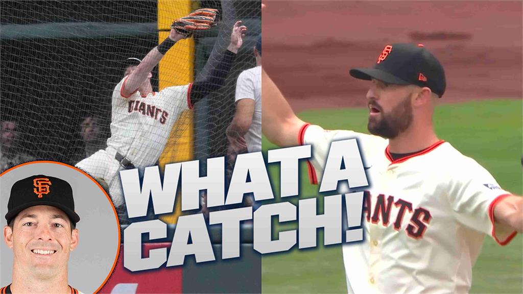 MLB(影)/「翻牆接殺」超瘋狂!巨人「名人堂之孫」摔進護網「美技無極限」
