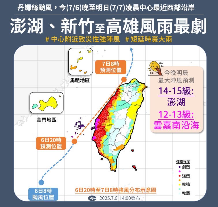 快新聞/颱風丹娜絲已觸陸 屏東防超大豪雨、高雄台東防大豪雨