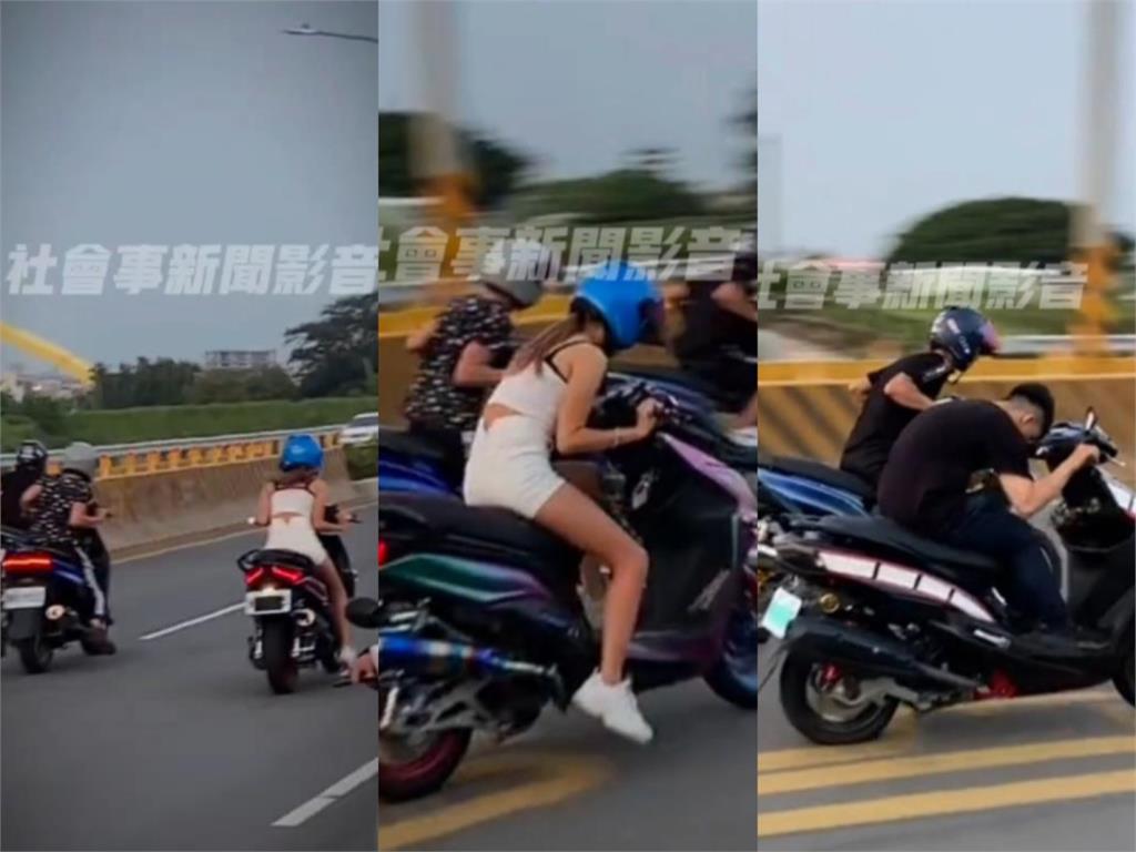 抓到了！台15當街競速玩命　熱褲妹遮車牌GG了