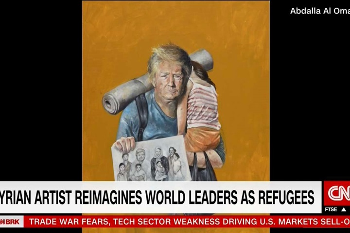 敘畫家諷刺戰爭 國際領袖淪為畫中難民