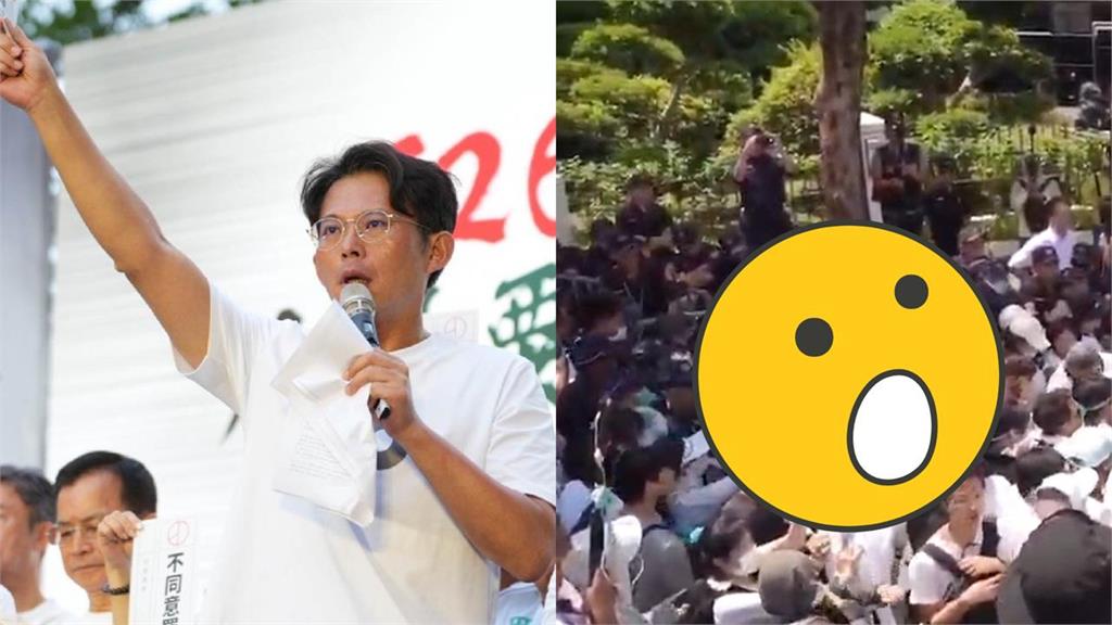 黃國昌拿麥吼理性小草「不往前請離開」!整群白衣激動撞警「鏡頭一轉老師站這邊」