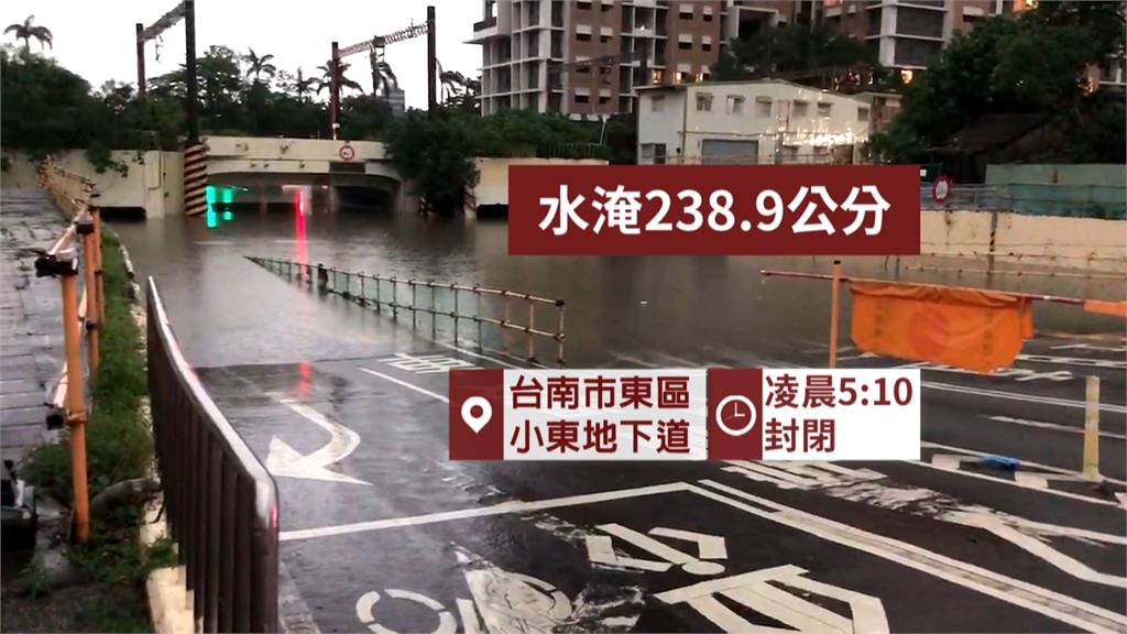 台南強降雨緊急停班停課！　地下道積水「淹到比人高」