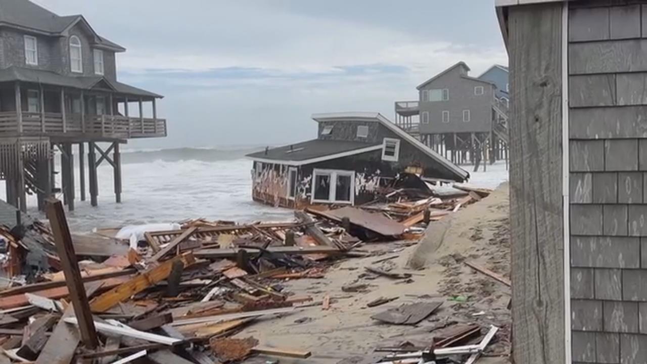 美國東南兩颶風侵襲! 北卡海岸房屋倒塌
