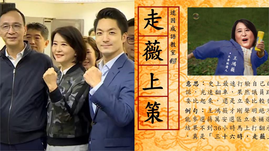 王鴻薇當選議員6天「轉換跑道」戰立委補選 網發迷因圖諷:走薇上策