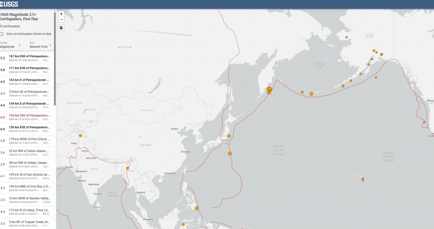 6.6強震撼動俄羅斯遠東！堪察加半島狂搖　連爆2強震發海嘯警戒