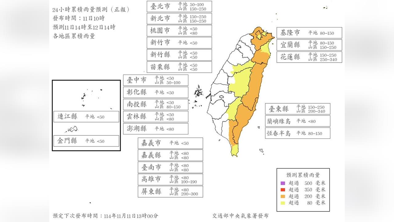 最新／「鳳凰」進逼南台灣估12日觸陸　8縣市風雨達停班課標準