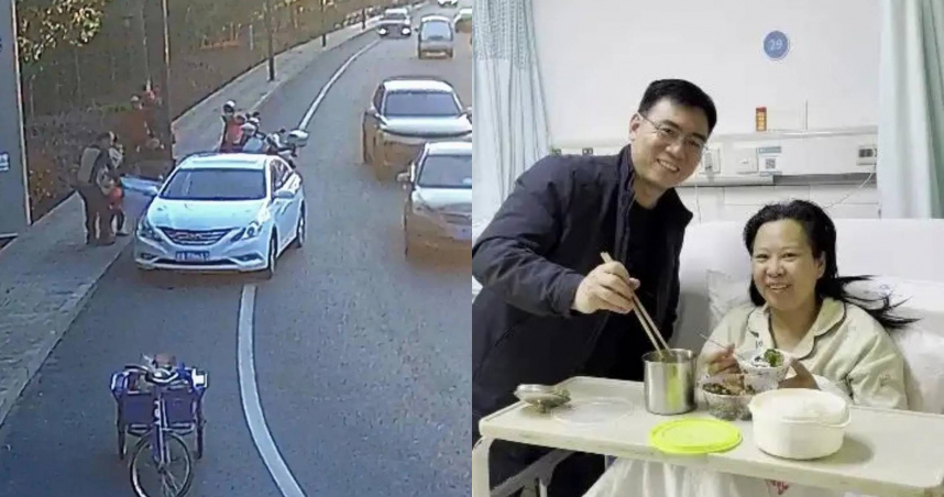 目睹女子騎車昏迷路倒！好心駕駛急忙下車搶救　驚呼「這是我老婆！」