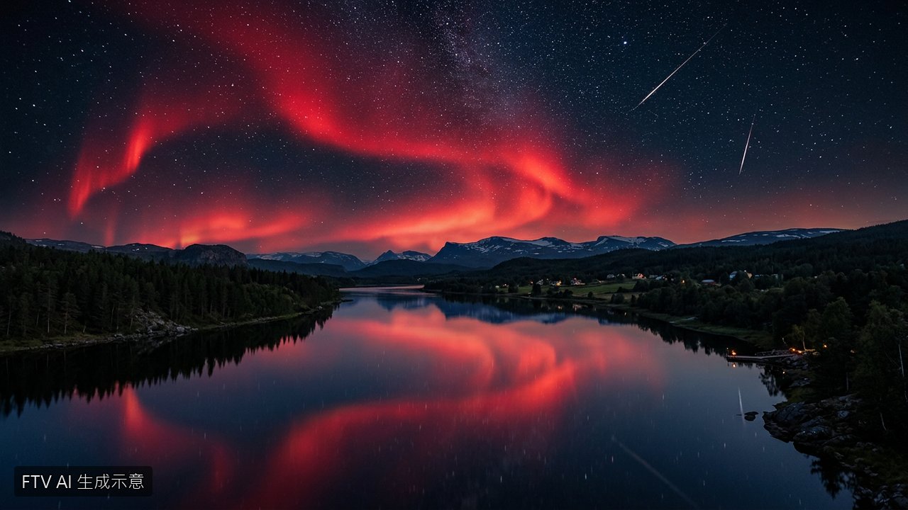 罕見天文奇景！中國黑龍江夜空現絕美紅色極光流星雨