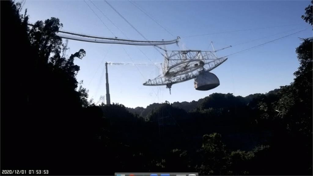 支撐電纜突斷裂 阿雷西博望遠鏡墜毀崩塌