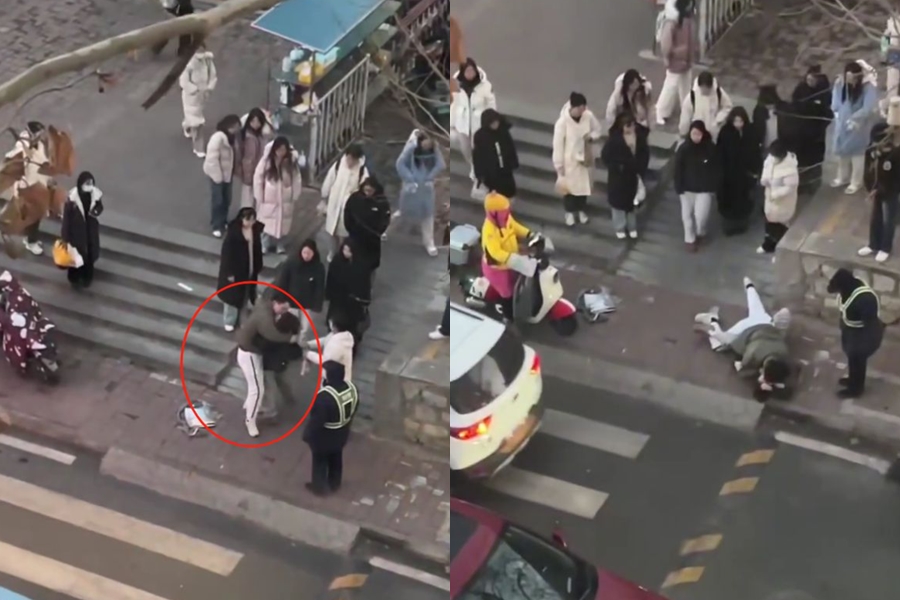出軌被抓想挽回！男大生人行道「壓制女友」 當街親熱　結果真的和好