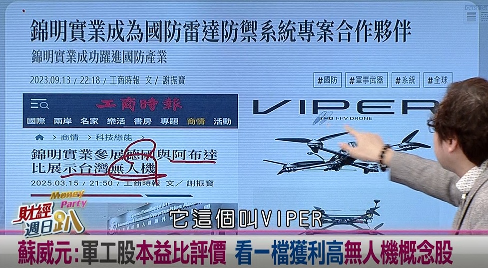 週日趴(影)／蘇威元:軍工股大戶籌碼齊增 自殺式無人機想像空間大