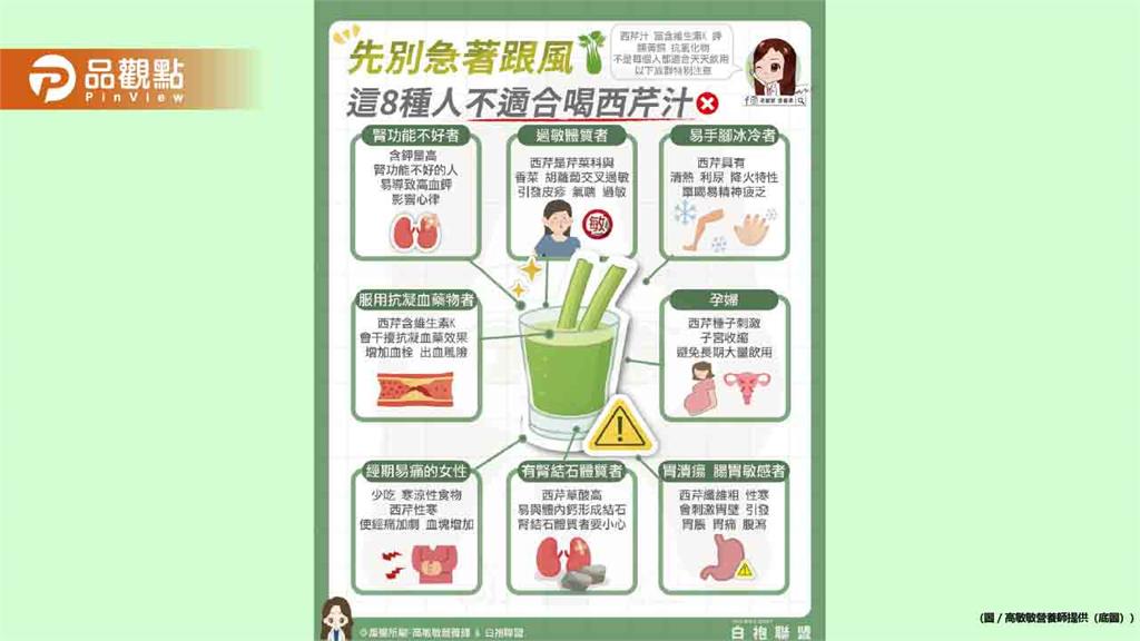 「西芹汁」是非常好的飲品 但不是每個人都適合跟風喔