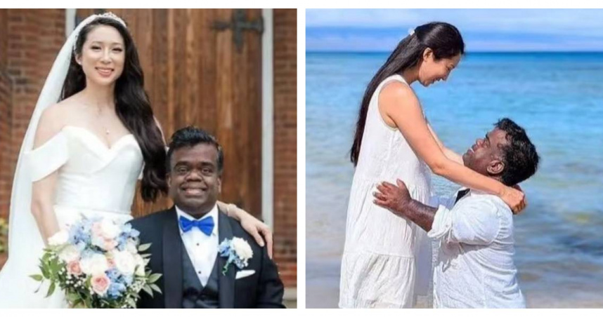 身高差逾40cm的婚禮！亞裔正妹嫁120cm尪感動千萬人　照片還被誤認AI生成