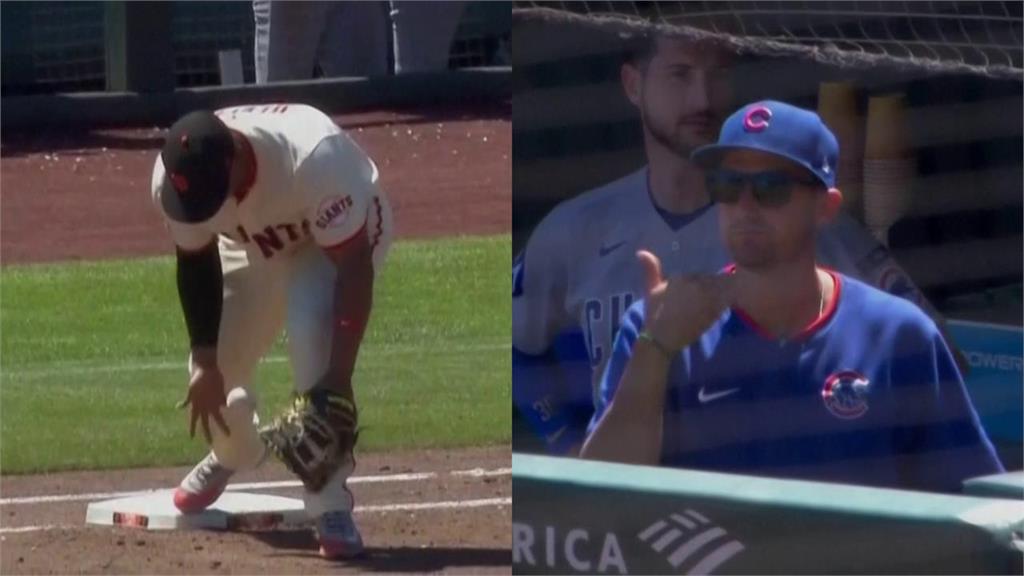 MLB(影)/轉守一壘有料!巨人球星「手套漏風」急撈球刺殺、對手主帥認「嘸了啦」