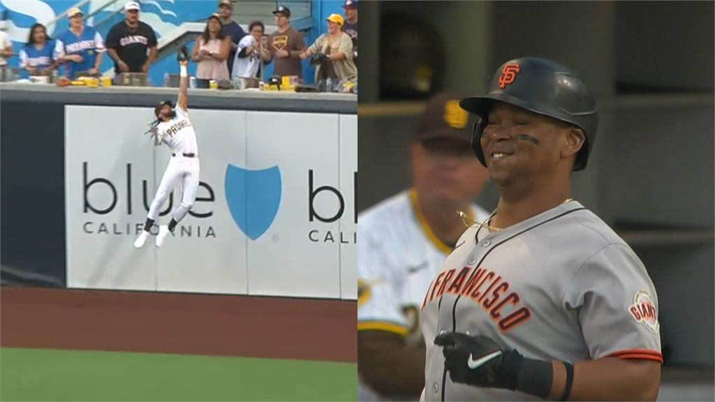MLB(影)／搶劫全壘打！塔提斯扮「牆頭悍匪」　打者苦笑跑回休息區