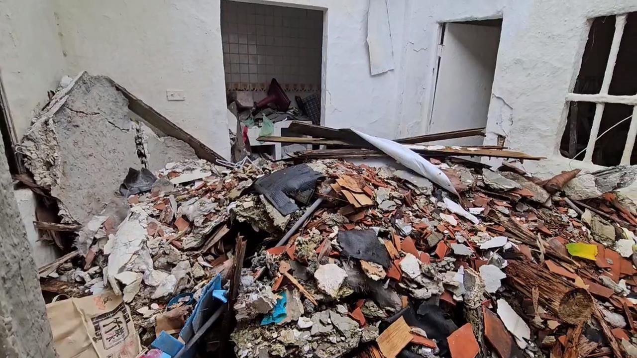 國產署地上屋坍塌害鄰宅牆龜裂　受害屋主盼拆危屋