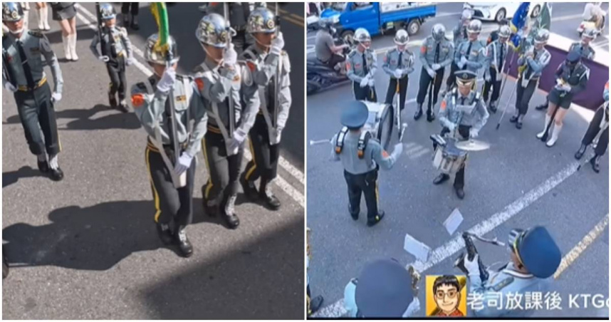 網路神曲《沒出息》走進廟會街頭 國光樂儀隊操槍演繹博得滿堂彩