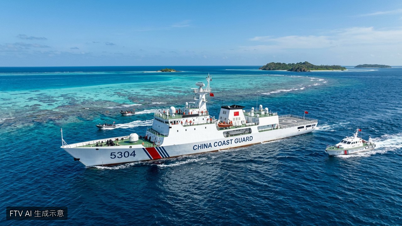 中國海警於黃岩島海域演練　模擬登檢與強制拖帶