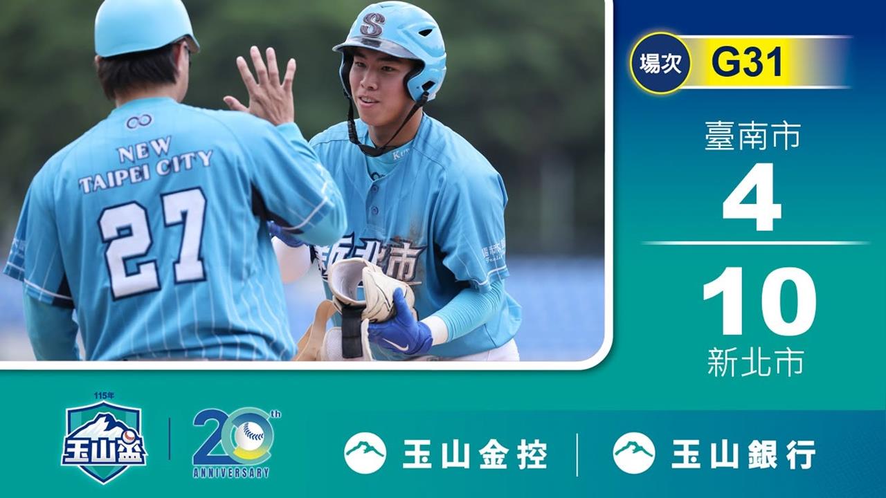 玉山盃(影)/3局下猛灌5分大局!新北市10:4大勝台南市勇闖冠軍戰