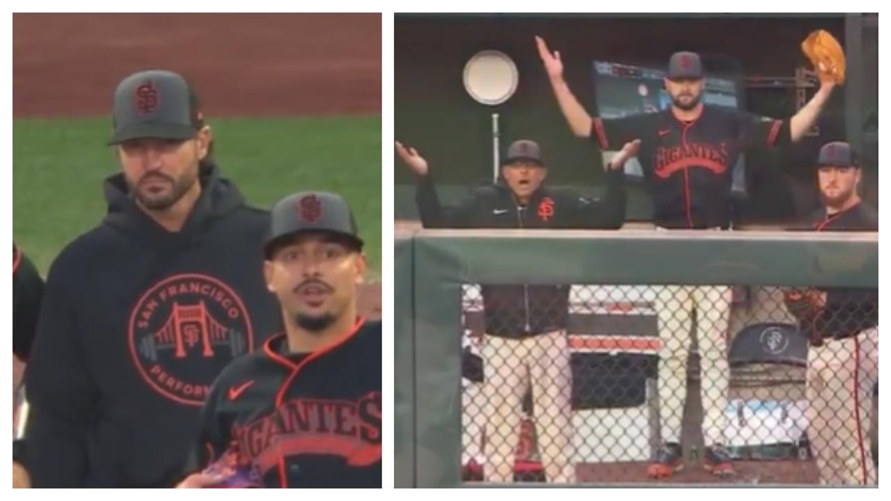 MLB(影)/所以要換誰?巨人總ㄟ「換投溝通出包」牛棚投手站呆全傻眼攤手問號