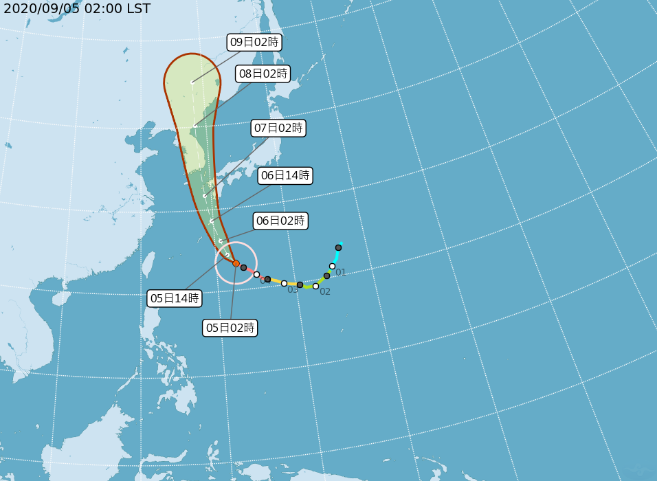 快新聞／強烈颱風海神朝日韓方向前進 北部、東半部留意較強陣風及長浪