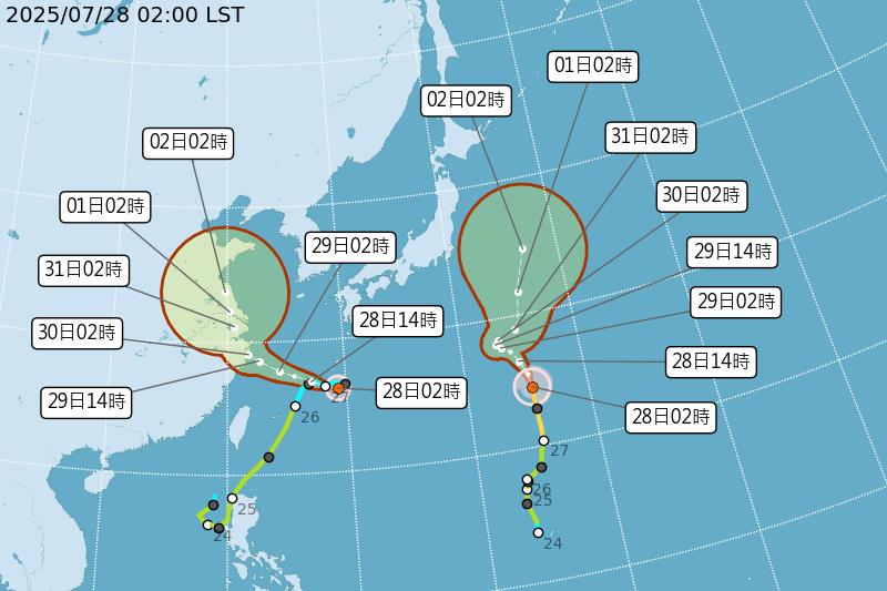 快新聞/雙颱亂舞!今全台降雨再增加 最新路徑出爐了