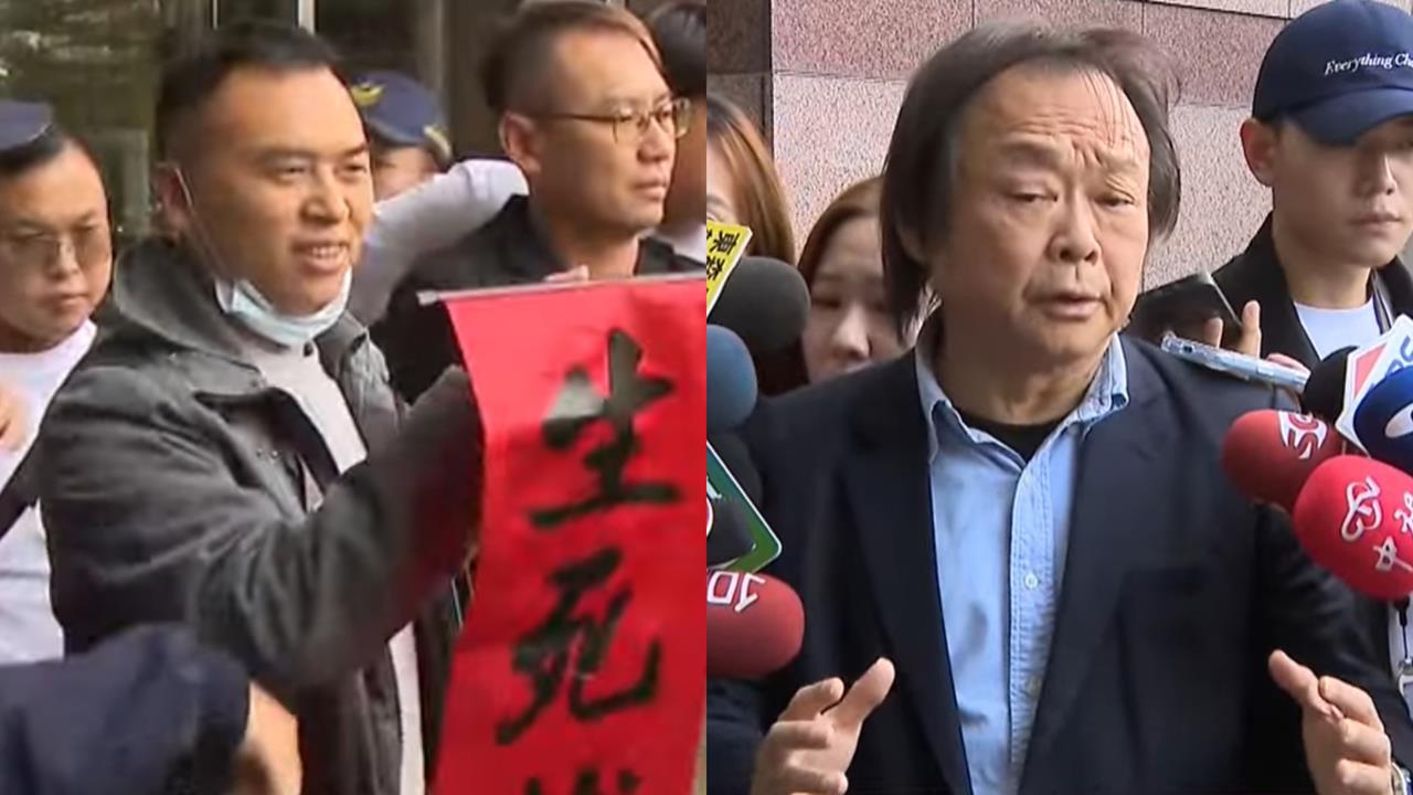 游智彬舉紅布條鬧場遭架開!他返場「險被車撞」…王世堅反應曝光:好自為之