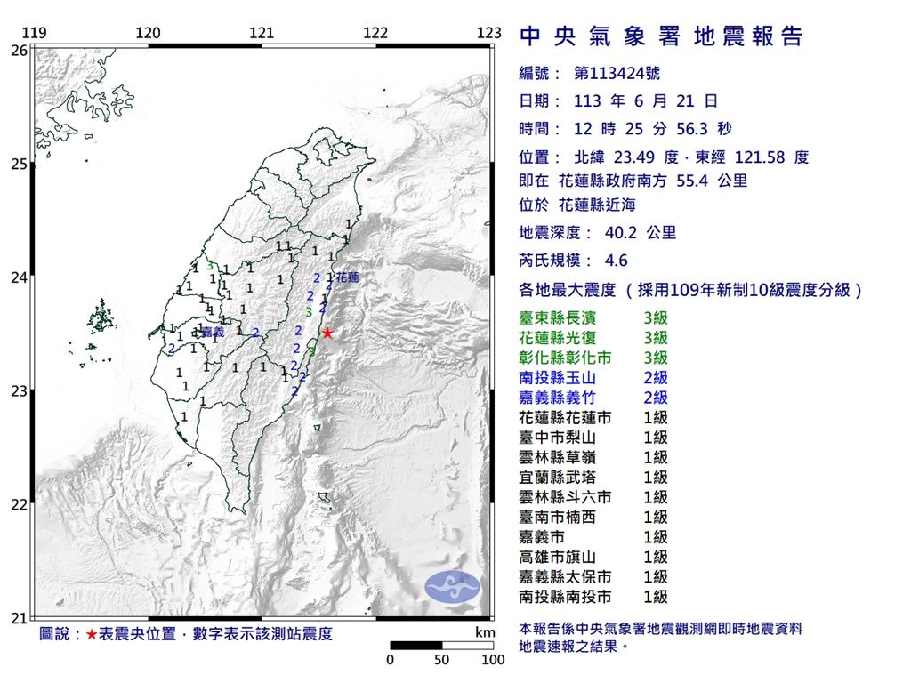 快新聞／11縣市有感！　12:25規模4.6地震、最大震度3級