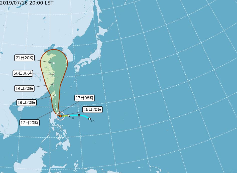 輕颱丹娜絲撲台 預計23：30發布海上警報