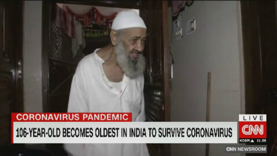 印度106歲武肺患者　比70歲兒子還早康復
