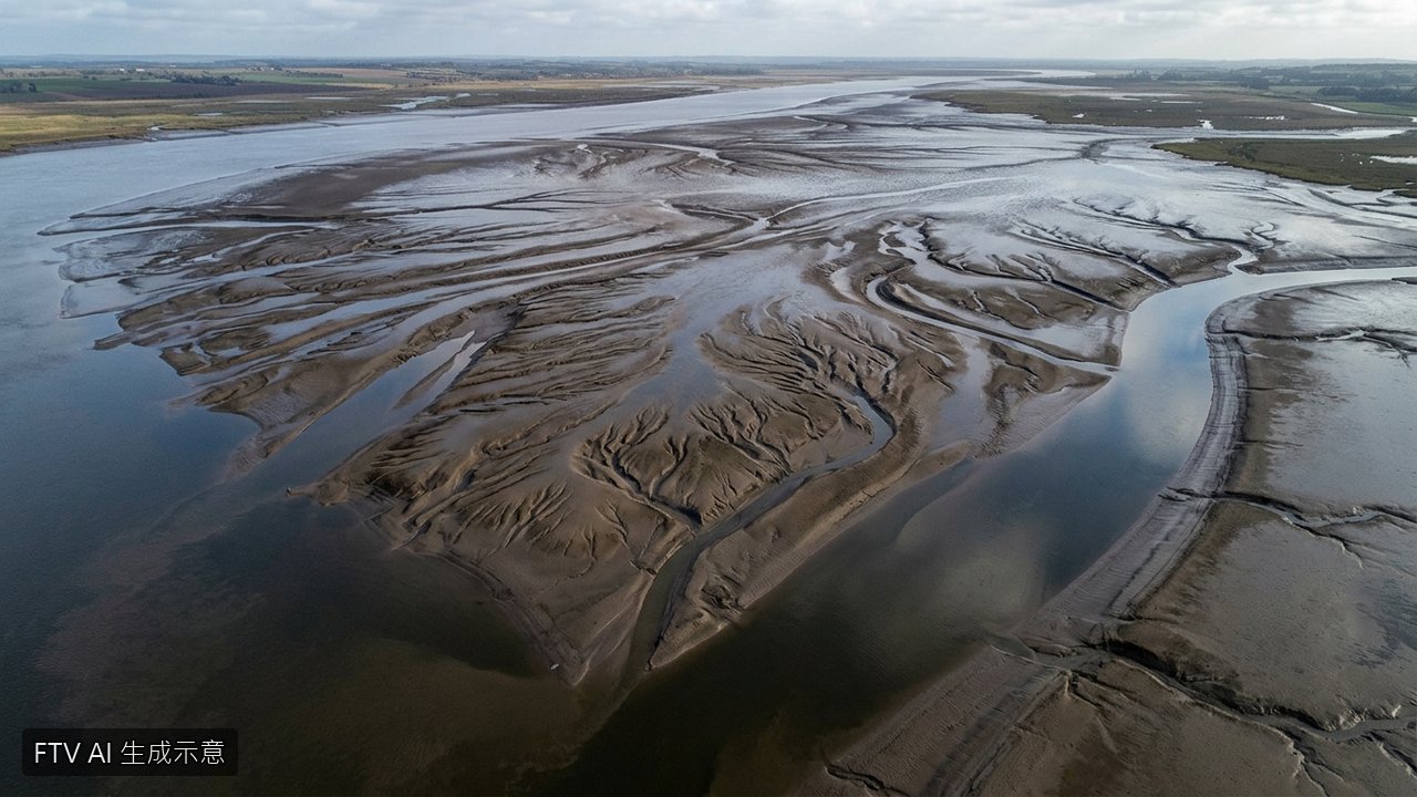海豚颱風強襲浙江　錢塘江泥灘驚現「羽毛狀沙畫」奇景