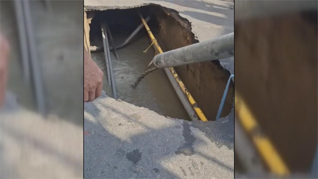 2年至少塌2次！　台南五妃街「天坑」　卡車陷坑洞