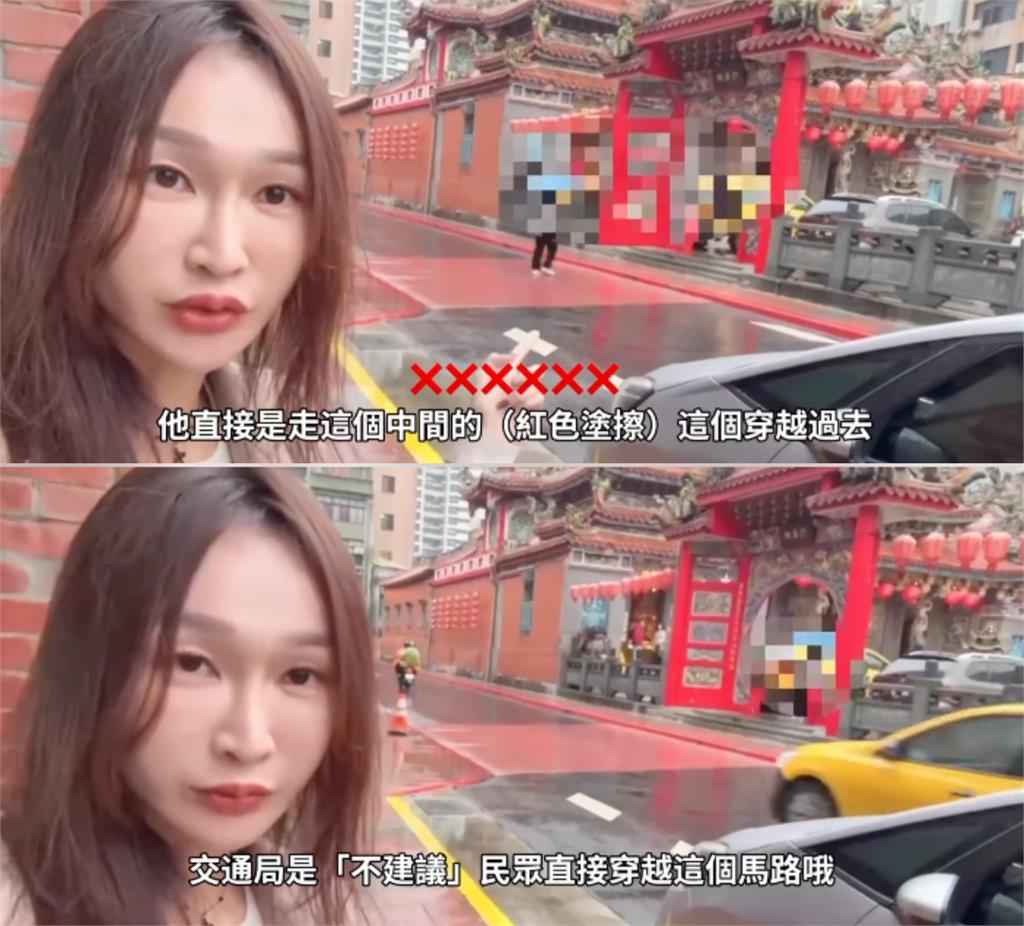 廟前馬路「一大片全塗紅」別亂踩!9成人「當人行道走」慘收500元罰單