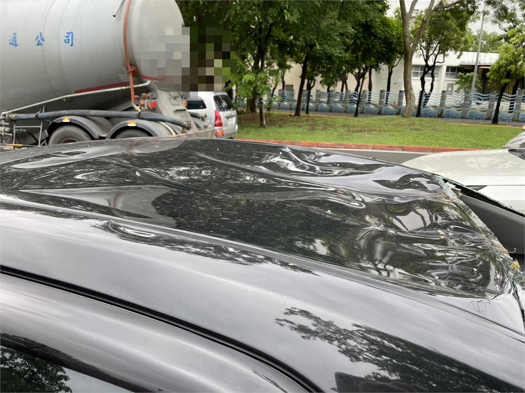 嚇!開車聽到轟然巨響 路樹倒塌擊中後擋風玻璃