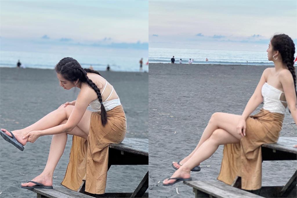 宜蘭辣妹「翹腳看海」美腿全現形!轉身竟是周曉涵…網被美翻:無敵了