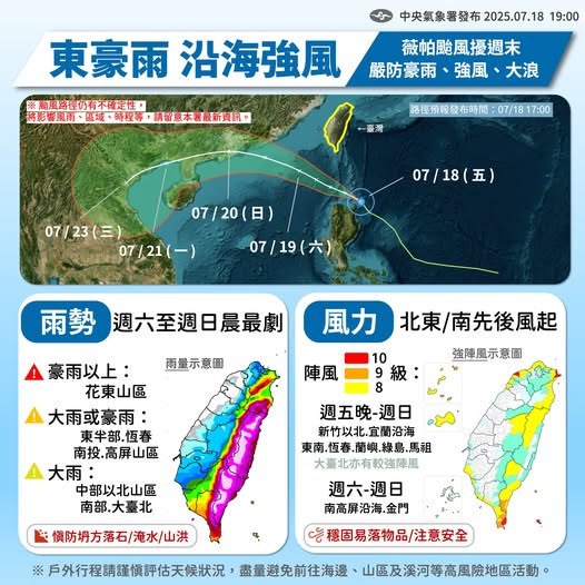 快新聞/來者不善!薇帕外圍環流帶來強風豪雨 「這些地區」警戒