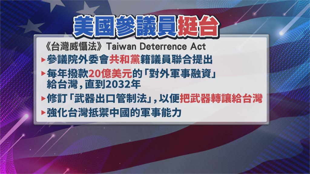 強化台灣防衛！每年提撥562億　美參議員提「台灣威懾法」