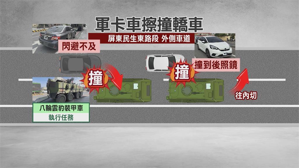 雲豹裝甲車變換車道擦撞　後車閃不及再撞另輛裝甲車