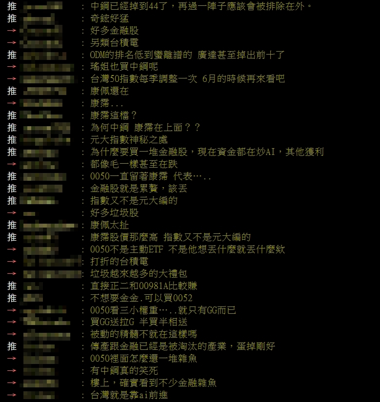 0050淪台積電與「49個快樂夥伴」？網見成分股洗牌開酸了：真多拖油瓶