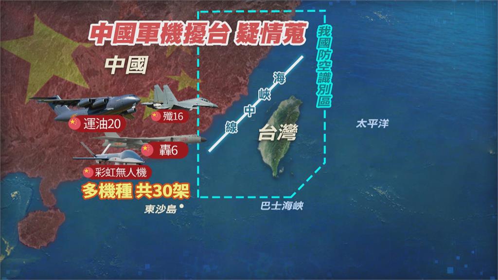 30架中機闖我防空識別區 學者:偵蒐我國飛彈參數
