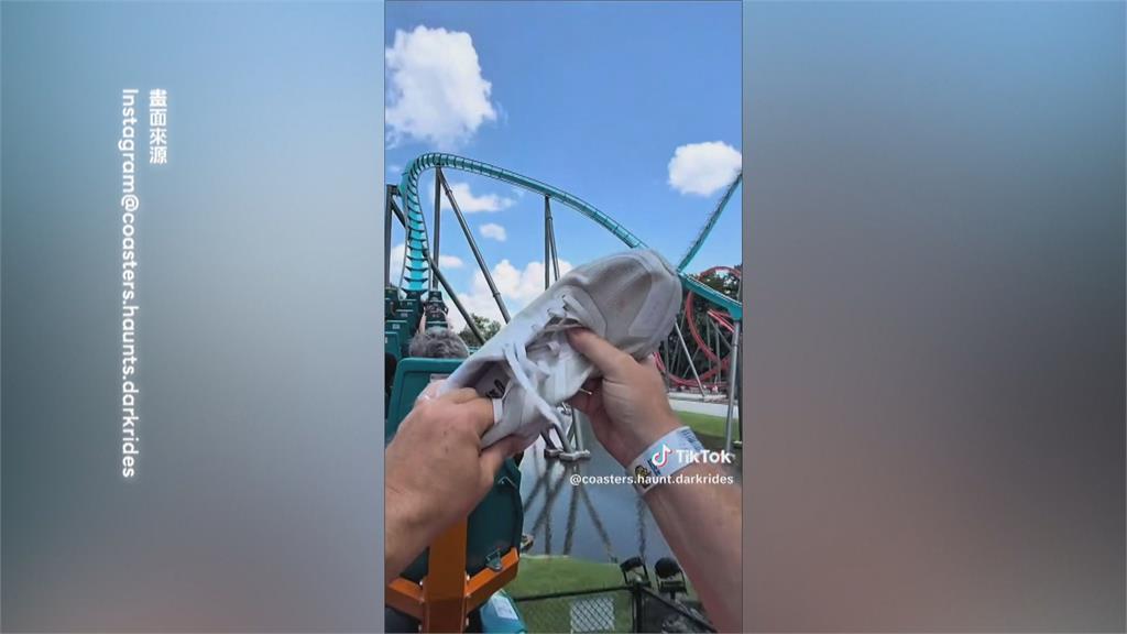 搭雲霄飛車遭飛鞋襲臉 男乘客神反應眾人歡呼
