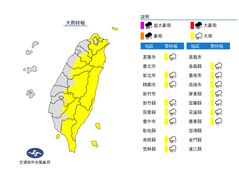 快新聞／國家警報器大響！　「鋒面+對流旺盛」15縣市大雨特報雨彈狂炸