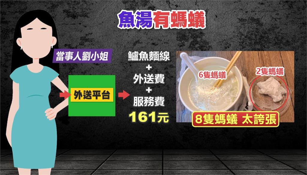 噁！控外送鱸魚麵線「碗裡漂螞蟻屍體」　民眾直呼太誇張