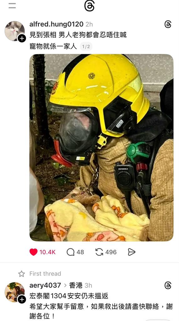 快新聞/香港宏福苑大火寵物救援受關注 出動寵物救護車