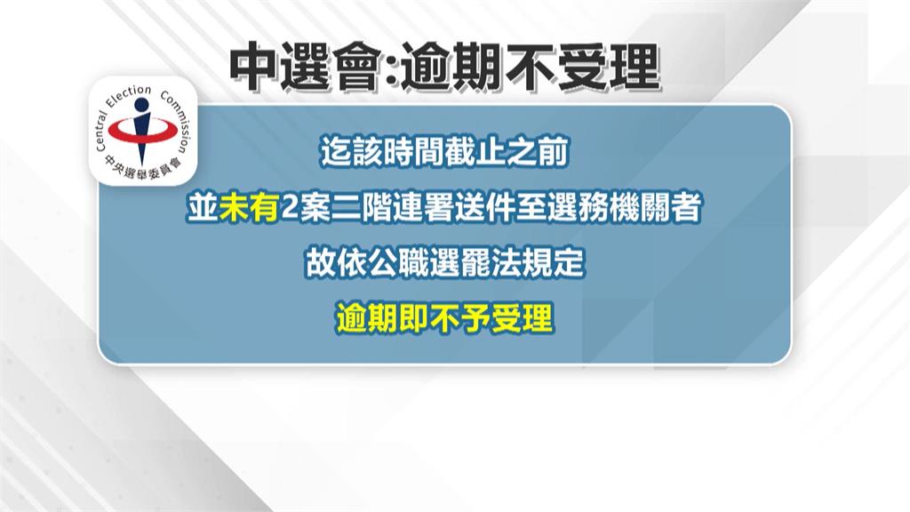 國民黨罷伍麗華.陳瑩未送件失敗 中選會:逾期不受理