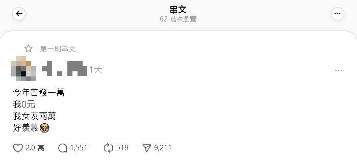 普發1萬男子稱自己「領0元」！原因曝光吸62萬網友朝聖：對方已上繳