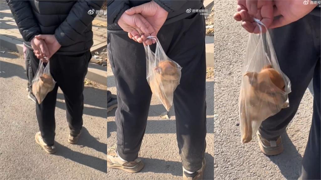 男子拎一袋「香噴噴烤地瓜」逛街!路人驚見「左右抖動」愣了:不舒服