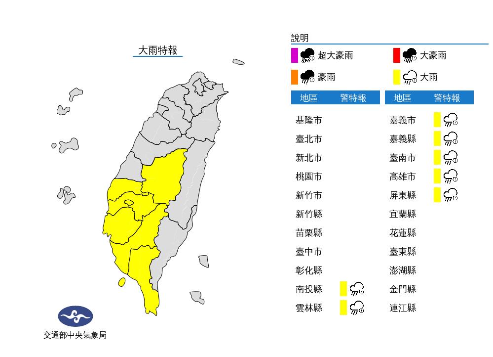 快新聞/午後雨彈來襲「7縣市大雨特報」 5縣市熱炸亮高溫燈號