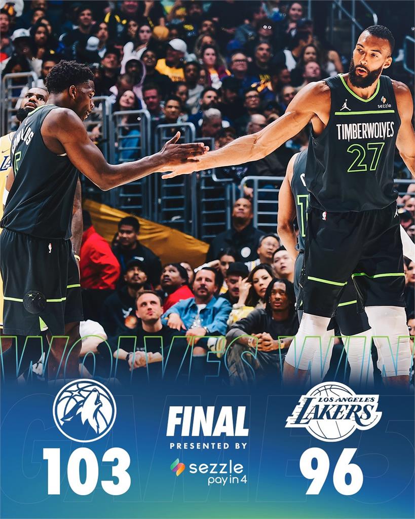 NBA(影)／湖人沒唬人提前放暑假！「狗貝」雙二十肆虐禁區灰狼下剋上晉級
